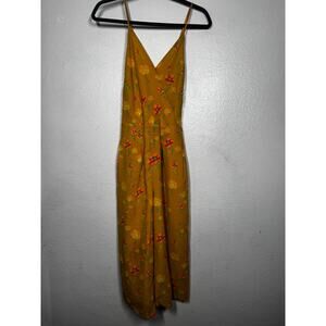 A New Day Floral Jumpsuit Yellow Sz M Cross Strap Wide-Leg